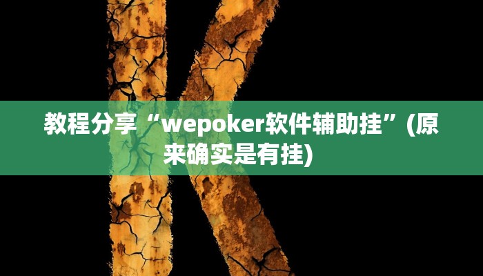 教程分享“wepoker软件辅助挂”(原来确实是有挂) 