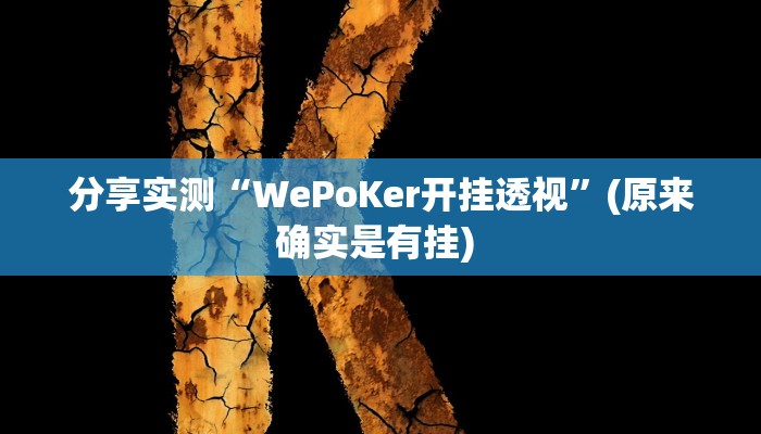 分享实测“WePoKer开挂透视”(原来确实是有挂) 