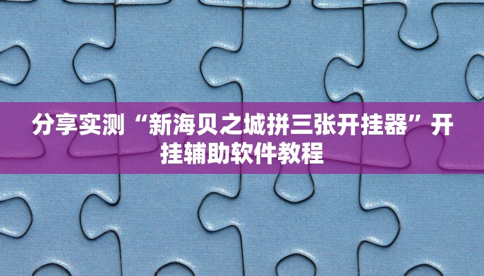 分享实测“新海贝之城拼三张开挂器”开挂辅助软件教程