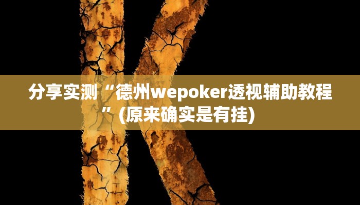 分享实测“德州wepoker透视辅助教程”(原来确实是有挂) 