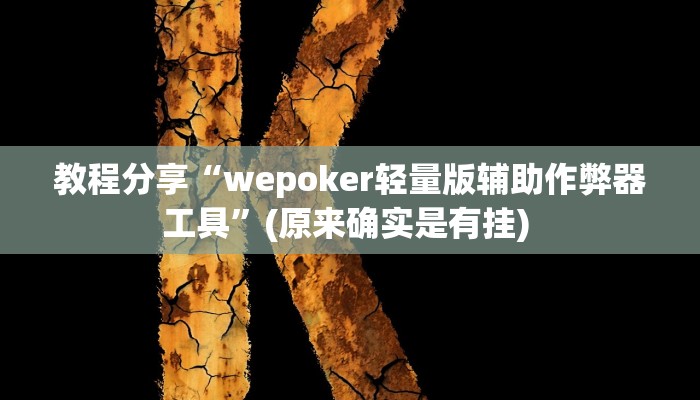 教程分享“wepoker轻量版辅助作弊器工具”(原来确实是有挂) 