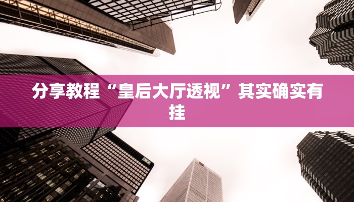 分享教程“皇后大厅透视”其实确实有挂