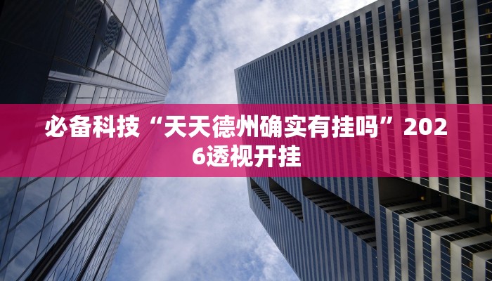 必备科技“天天德州确实有挂吗”2026透视开挂