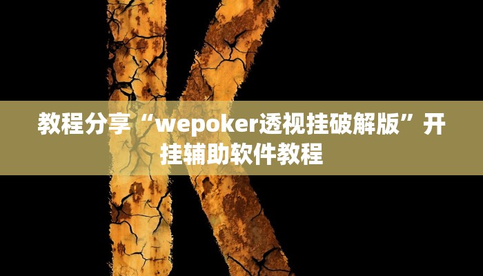 教程分享“wepoker透视挂破解版”开挂辅助软件教程
