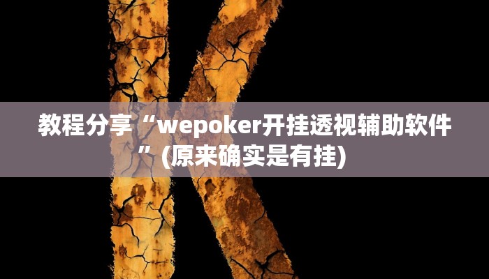 教程分享“wepoker开挂透视辅助软件”(原来确实是有挂) 