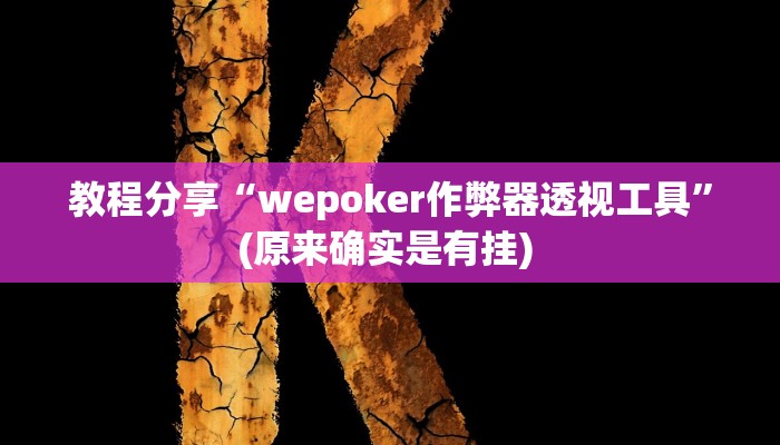 教程分享“wepoker作弊器透视工具”(原来确实是有挂) 
