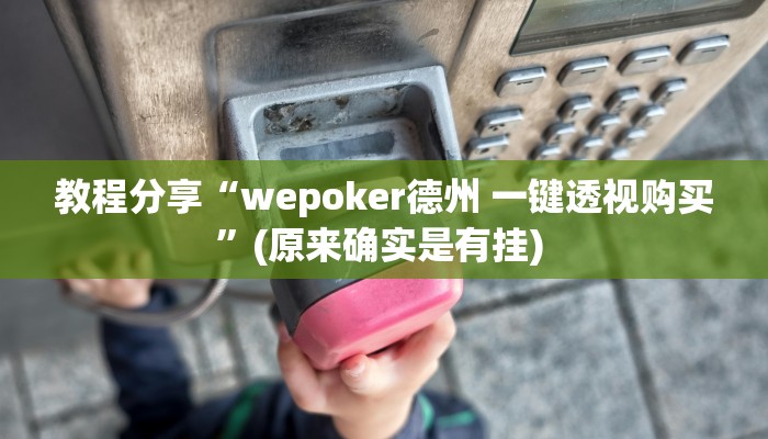 教程分享“wepoker德州 一键透视购买”(原来确实是有挂) 
