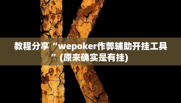 教程分享“wepoker作弊辅助开挂工具”(原来确实是有挂) 