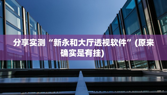 分享实测“新永和大厅透视软件”(原来确实是有挂) 