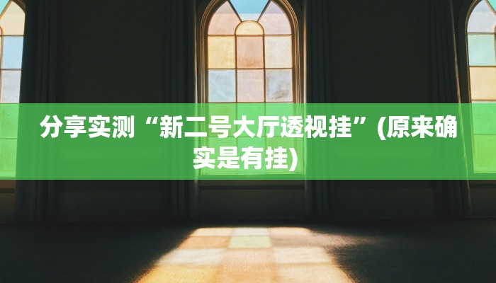 分享实测“新二号大厅透视挂”(原来确实是有挂) 