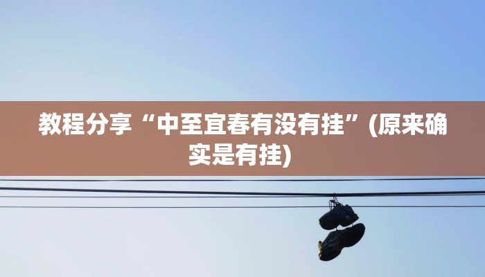 教程分享“中至宜春有没有挂”(原来确实是有挂) 