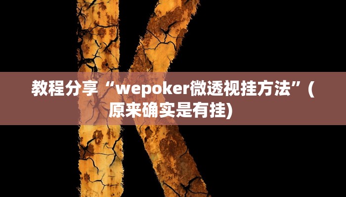 教程分享“wepoker微透视挂方法”(原来确实是有挂) 