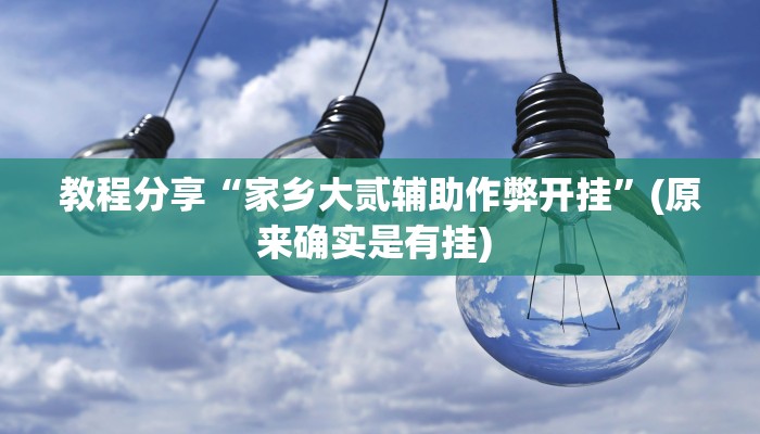 教程分享“家乡大贰辅助作弊开挂”(原来确实是有挂) 