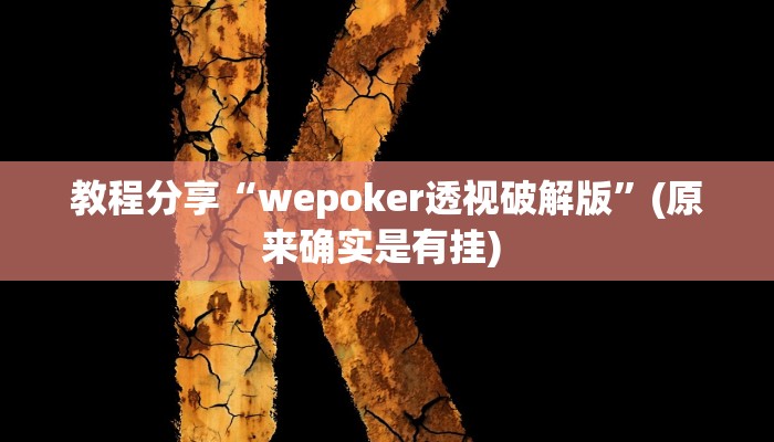教程分享“wepoker透视破解版”(原来确实是有挂) 
