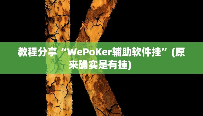 教程分享“WePoKer辅助软件挂”(原来确实是有挂) 