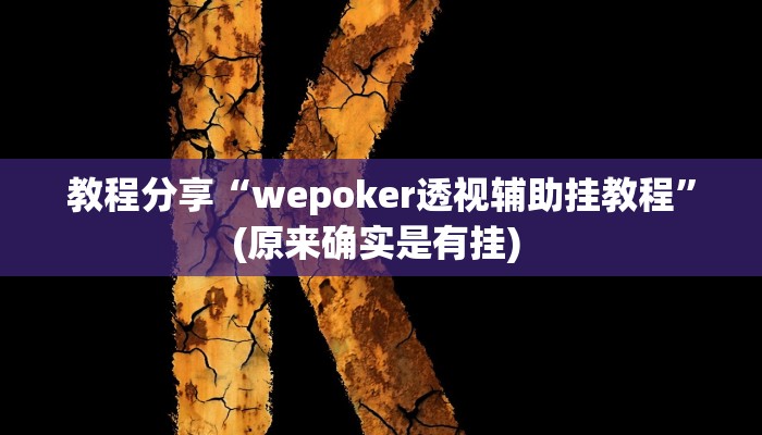 教程分享“wepoker透视辅助挂教程”(原来确实是有挂) 