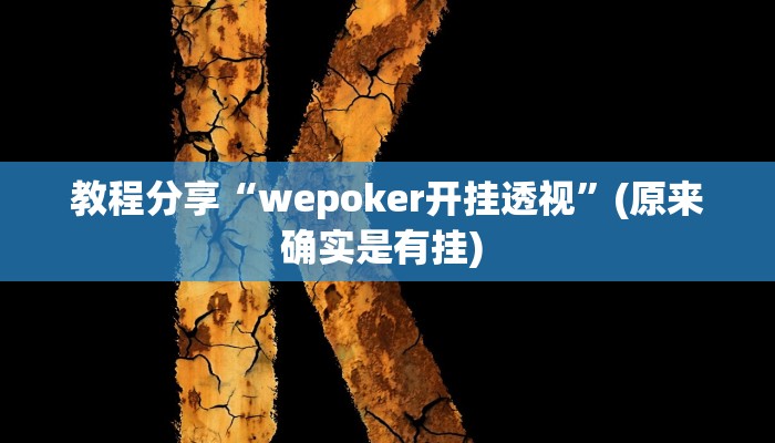 教程分享“wepoker开挂透视”(原来确实是有挂) 