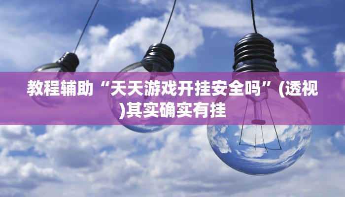 教程辅助“天天游戏开挂安全吗”(透视)其实确实有挂