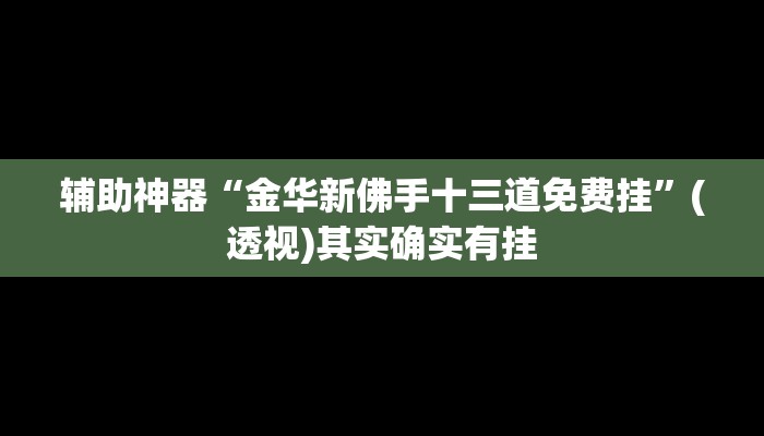 辅助神器“金华新佛手十三道免费挂”(透视)其实确实有挂