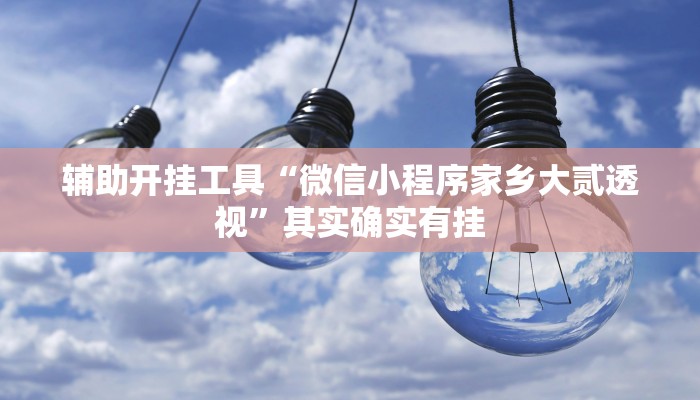 辅助开挂工具“微信小程序家乡大贰透视”其实确实有挂