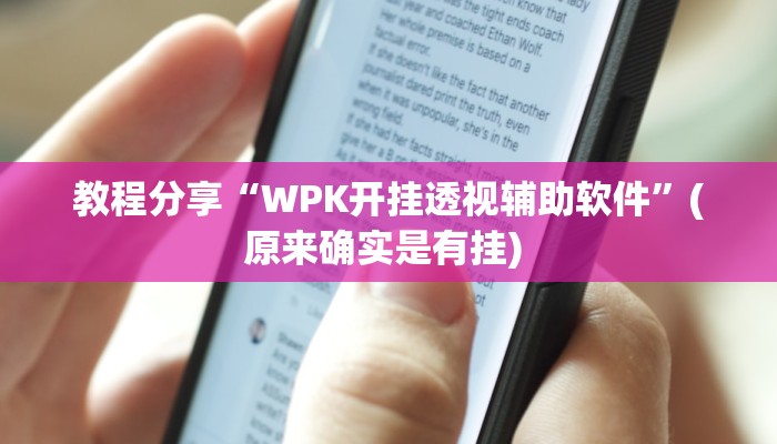 教程分享“WPK开挂透视辅助软件”(原来确实是有挂) 