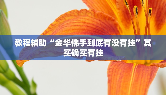 教程辅助“金华佛手到底有没有挂”其实确实有挂
