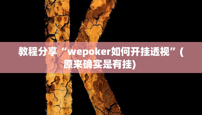 教程分享“wepoker如何开挂透视”(原来确实是有挂) 